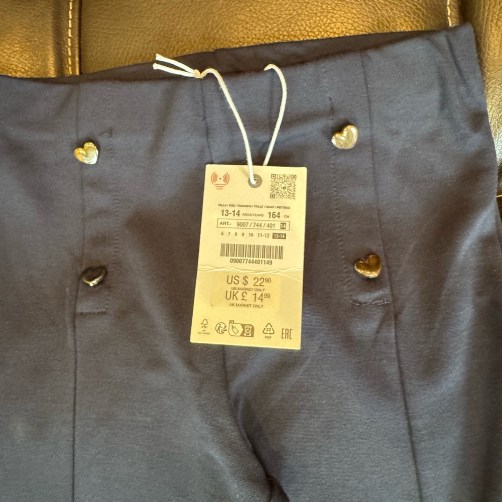Chic Navy Blue Pants with Heart Buttons